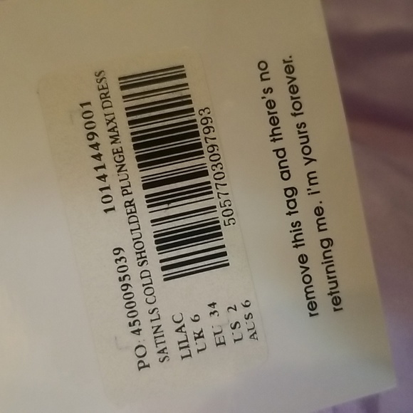 Missguided Lavendar Satin Cold Shoulder maxi dress size US 2 new with tags - Picture 4 of 8